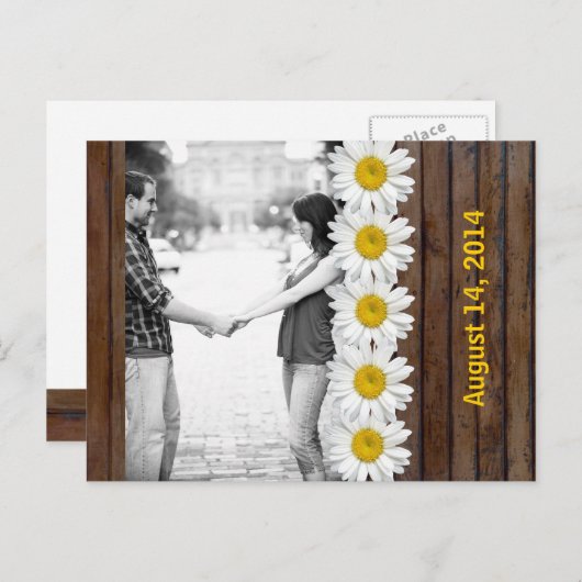 茶色の木のデイジーチェーン写真の保存日付 案内ポストカード (正面/裏面)