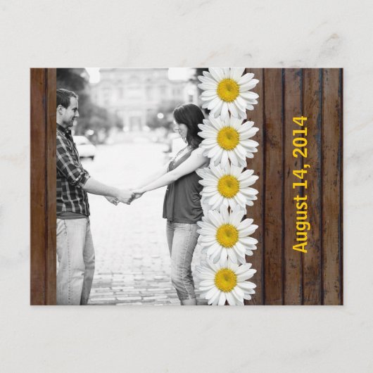 茶色の木のデイジーチェーン写真の保存日付 案内ポストカード (正面)