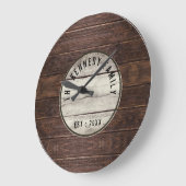 茶色の木の家族の名前ファームハウスローマ数字 ラージ壁時計 (傾斜)