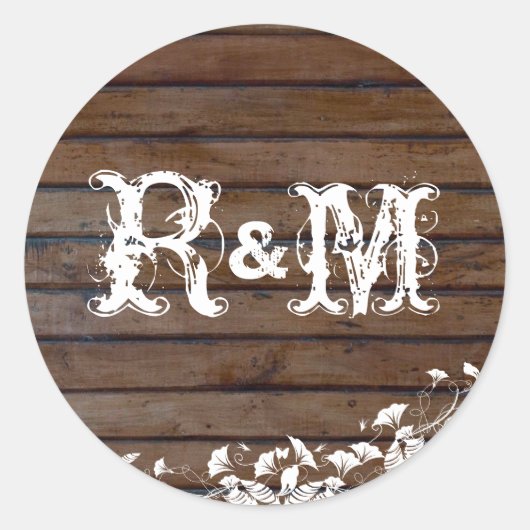 茶色の木の板のシール ラウンドシール (正面)