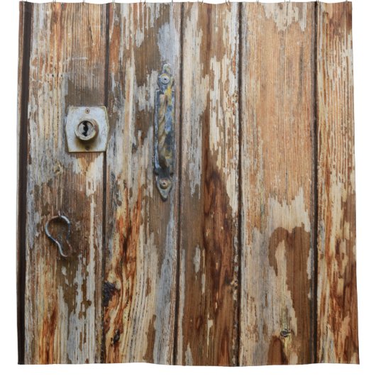 茶色の木の板の写真を閉じる シャワーカーテン (正面)