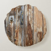 茶色の木の板の写真を閉じる ラウンドクッション (裏面)