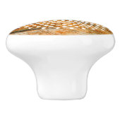 茶色の木の樹皮のテクスチャと白い円 セラミックノブ (側面)