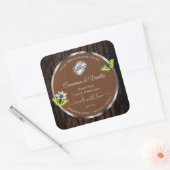 茶色の木の樹皮シルバーフレーム製品ラベルロゴ スクエアシール (封筒)