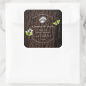 茶色の木の樹皮シルバーフレーム製品ラベルロゴ スクエアシール (バッグ)