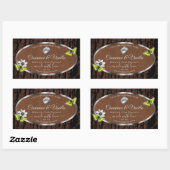 茶色の木の樹皮シルバーフレーム製品ラベルロゴ 長方形シール (シート)