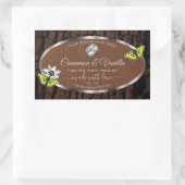 茶色の木の樹皮シルバーフレーム製品ラベルロゴ 長方形シール (バッグ)