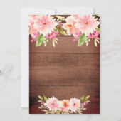 茶色の木ピンクの桃の花模様素朴な赤ちゃんシャワー 招待状 (裏面)