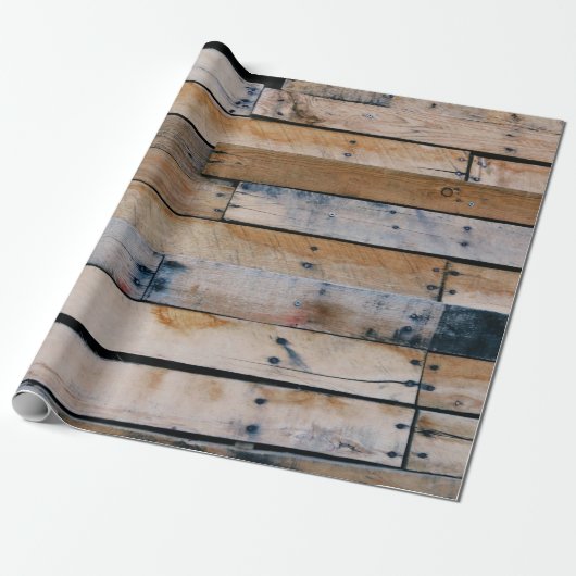 茶色の木壁 ラッピングペーパー (アンロールド)