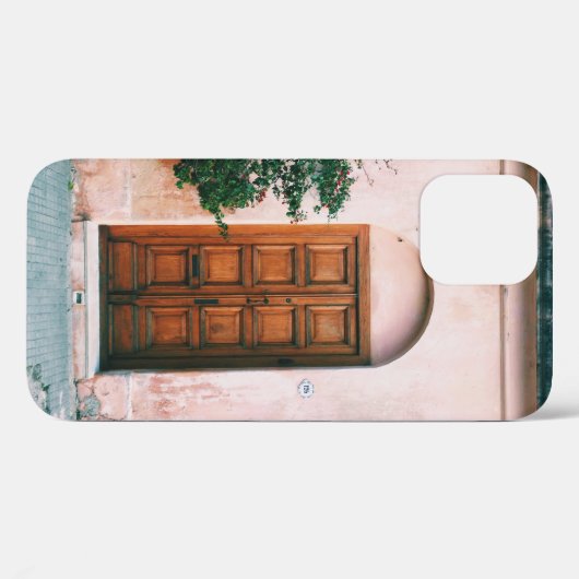 茶色の木戸の横の緑の植物 Case-Mate iPhoneケース (裏面 (横))