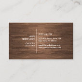 茶色の木材にイニシャル/モノグラムを付けたボックスロゴ 名刺 (裏面)