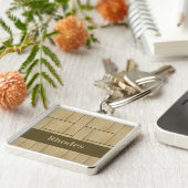 茶色の木材タイルプリント キーホルダー (側面)