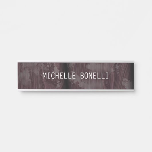 茶色の木材デザイン背景の読み取り可モダン サインプレート (正面)