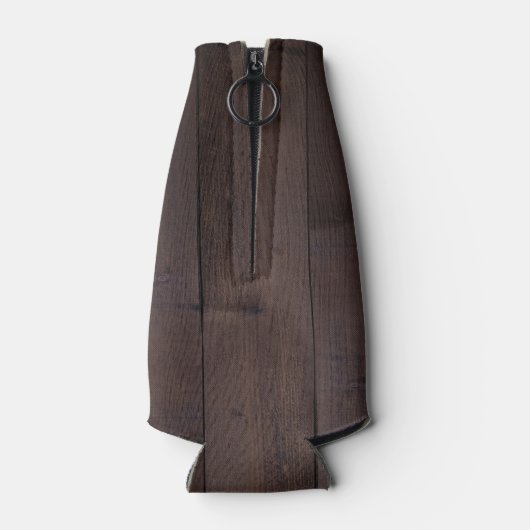 茶色の木材応援とビール任意の年齢誕生日 ボトルクーラー (裏面)