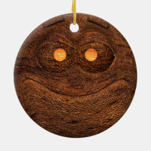茶色の木材 セラミックオーナメント (裏面)