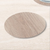 茶色の木板ルック空白のテンプレート ラウンドペーパーコースター (アングル)