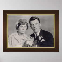 茶色の木枠と金ゴールド縁どカスタム写真 ポスター