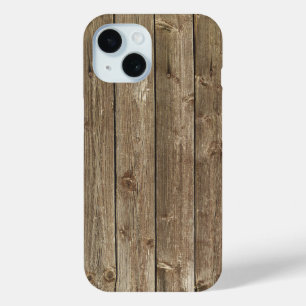 茶色の木柄ハンサム禅 iPhone 15ケース