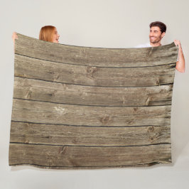 茶色の木柄ハンサム素朴 フリースブランケット