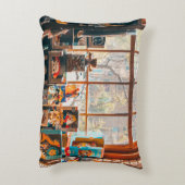 茶色の木棚の詰め合わせプラシ玩具 アクセントクッション (裏面(縦))