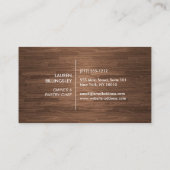 茶色の木目に白いケーキのモノグラムのロゴ 名刺 (裏面)