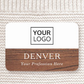 茶色の木目のカスタムロゴ 名札