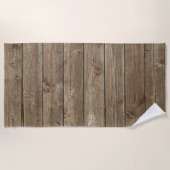 茶色の木目のパターン禅 ビーチタオル (正面)