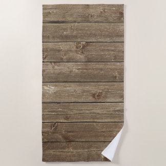 茶色の木目のパターン禅 ビーチタオル
