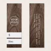 茶色の木目のルック価格ラベル (正面&裏面)