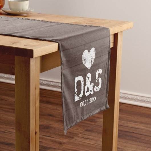 茶色の木目の国の結婚式のテーブルランナー ショートテーブルランナー (インサイチュ)