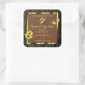 茶色の木目の木の樹皮の製品ラベル追加ロゴ スクエアシール (バッグ)