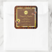 茶色の木目の木の樹皮の製品ラベル追加ロゴ スクエアシール (バッグ)