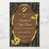 茶色の木目の木の樹皮の製品ラベル追加ロゴ フードラベル (シングルラベル)