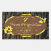 茶色の木目の木の樹皮の製品ラベル追加ロゴ 長方形シール (正面)