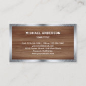 茶色の木目の鋼手挽き手挽き大工 名刺 (裏面)