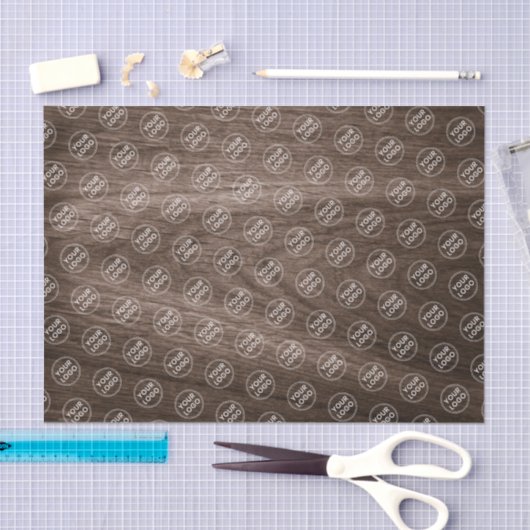 茶色の木目は、ロゴのビジネス用パッケージを追加します。 薄葉紙 (クラフト)