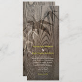 茶色の木目竹葉のア素朴ジア結婚ズ 招待状 (正面/裏面)