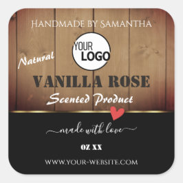 茶色の木目製品の包装ラベルロゴ スクエアシール