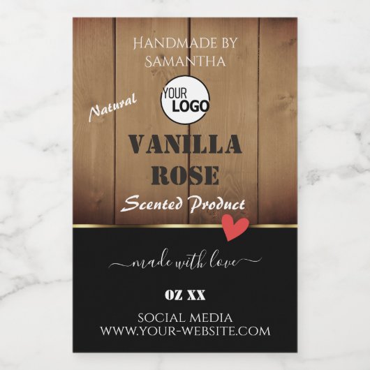 茶色の木目製品の包装ラベルロゴ フードラベル (シングルラベル)