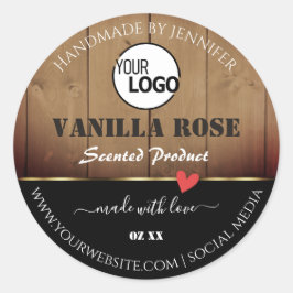 茶色の木目製品の包装ラベルロゴ ラウンドシール