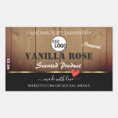 茶色の木目製品の包装ラベルロゴ 長方形シール (正面)