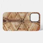 茶色の木製の天井の表面 iPhoneケース (裏面横)