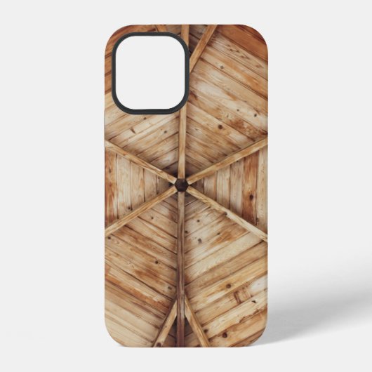 茶色の木製の天井の表面 iPhoneケース (裏面)