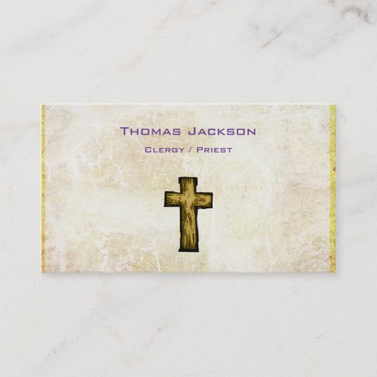 茶色の木製クロスクリスチャン宗教 名刺 (正面)