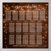 茶色の木製ストリングライト16テーブ結婚ルの座席 ポスター (正面)