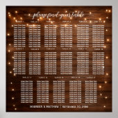 茶色の木製ストリングライト17テーブ結婚ルの座席 ポスター (正面)