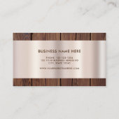 茶色の木製ボードウッド縁ど金ゴールドモダン 名刺 (裏面)