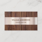 茶色の木製ボードウッド縁ど金ゴールドモダン 名刺 (正面)