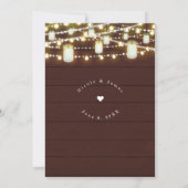 茶色の木製ライト 私もBBQ ラスティックな婚約パーティー 招待状 (裏面)