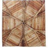 茶色の木製天井面 シャワーカーテン (正面)